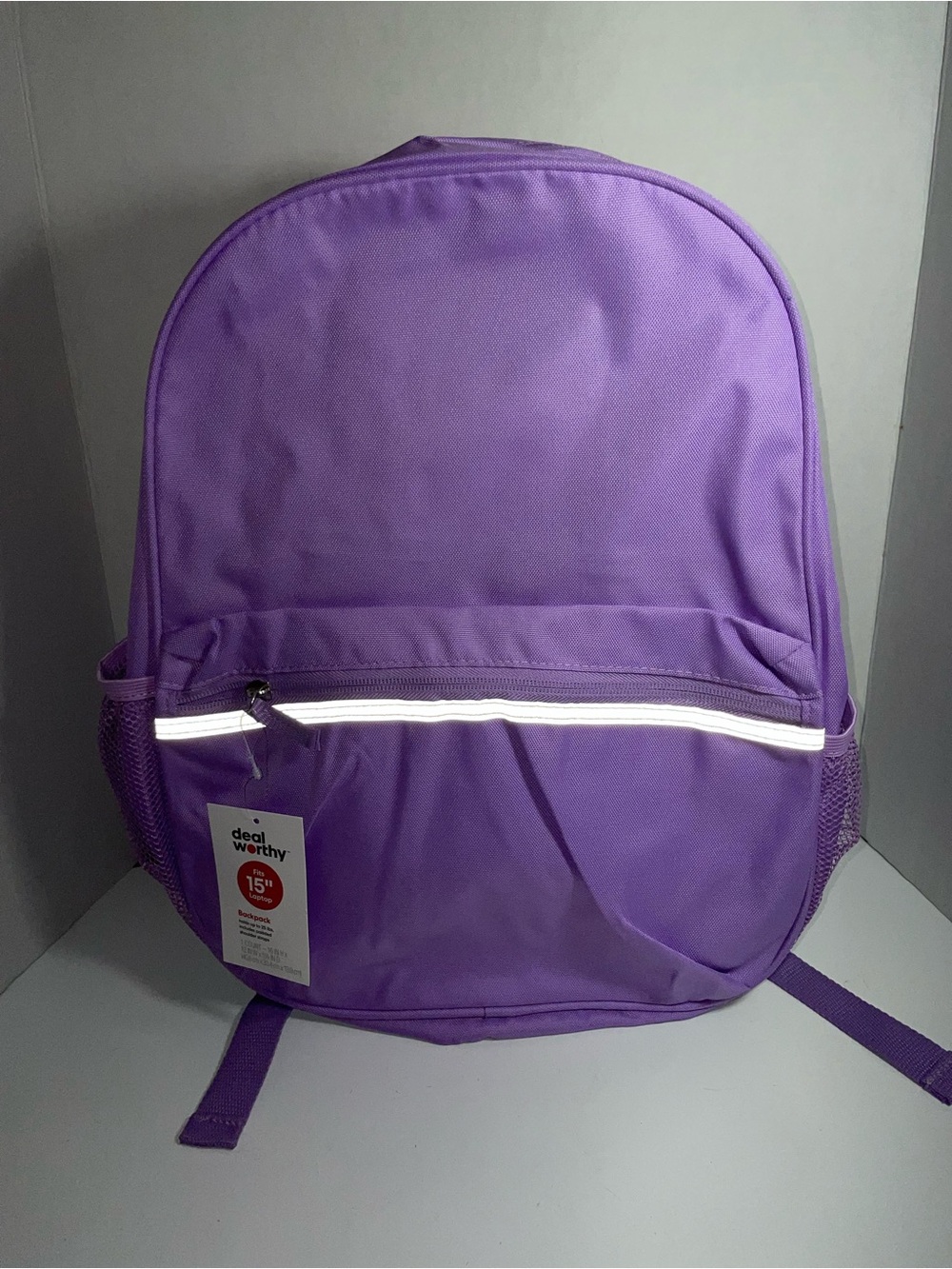 Purple Backpack with Front Zip Pocket Fits 15" Laptop